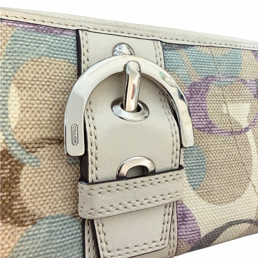 Coach F44578 Soho Optic Linen Buckle Zip Around Wallet Multicolor (A468) - Picture 4 of 12